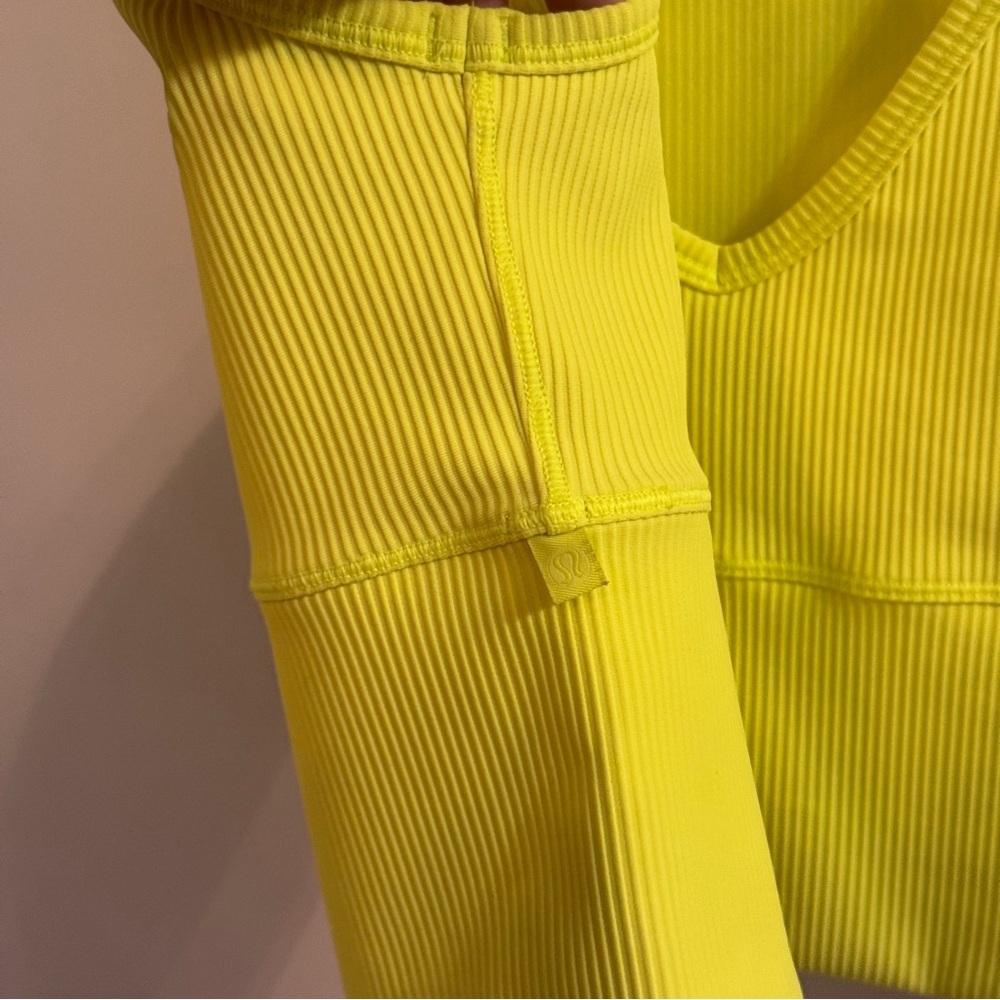 Lululemon Power Pivot Ribbed Tank Top Electric Lemon - Picture 3 of 10